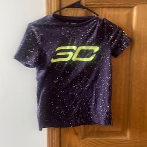 Purple and Green Under Armour Stephen Curry Short Sleeved T